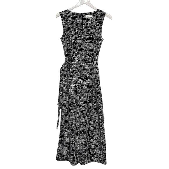 Calvin Klein 4 Womens Jumpsuit Black White Abstract Reptile Print Wide Leg - Picture 1 of 11